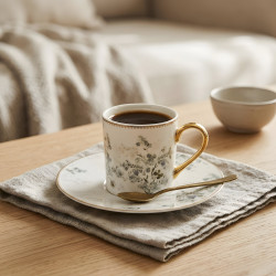 Coffee Cup and Saucer Set - 6 Pcs
